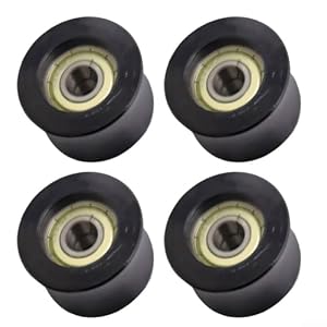 Set mit 4 Gleitführungsrädern für Rudergeräte und Heimtrainer, Karbonstahl, Kugellager-Riemenscheiben, Nylonkonstruktion, Schwarz