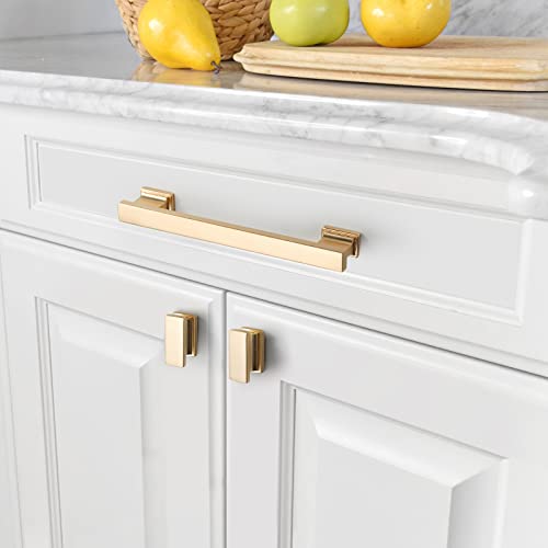 Amerdeco 20 Pack Brushed Brass Cabinet Pulls 5 Inch(128Mm) Hole Center Gold Drawer Pulls Cabinet Hardware Kitchen Cabinet Handles For Bathroom Dresser Pulls Zh00013 #TOP2