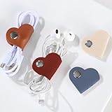 8Pcs Heart Cord Organizer, Earbud Holder Cable Straps, Headphone Wire Keeper, Earphones Winder for Home Office Travel
