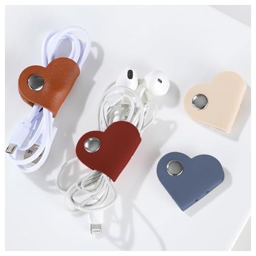 8Pcs Heart Cord Organizer, Earbud Holder Cable Straps, Headphone Wire Keeper, Earphones Winder for Home Office Travel