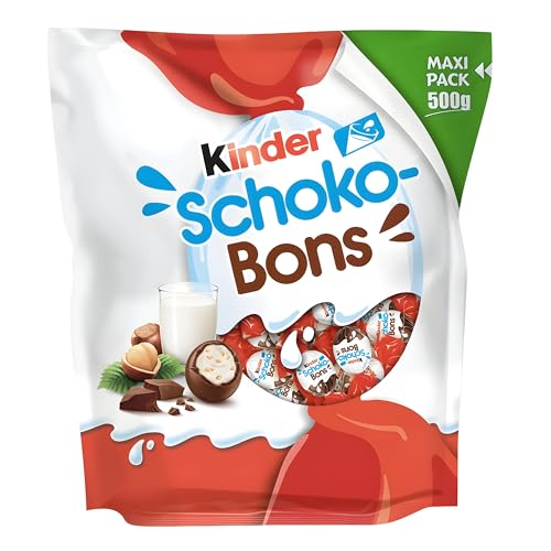 Kinder Schoko-Bons Bolsa 500 g (80 Unidades) - Bombones de Chocolate con Leche y Avellana - Distribuido por Laborawi