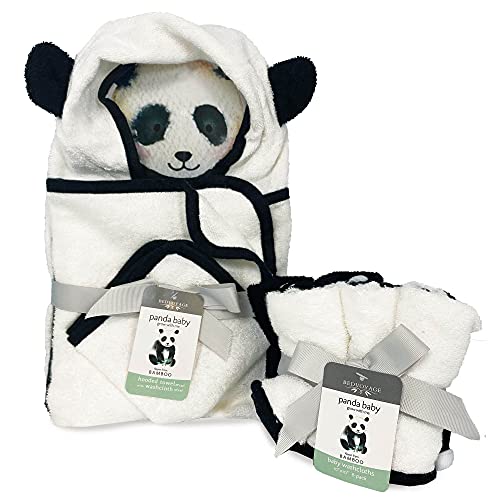 Bedvoyage Baby Bath Towel Made With Bamboo Viscose & Cotton - 8Pc Panda Baby Towel & Newborn Washcloth For Sensitive Skin - Plush & Absorbent Towels For Toddler & Babies - Infant Essentials #TOP21