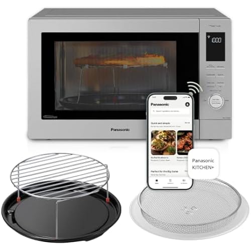 Panasonic HomeChef 4-in-1 Countertop Microwave Air Fryer Combo, Time-Saving 20 Presets + App-Linked Recipes, 1000W 1.2 cu ft Inverter Multi Oven & Convection Tech – NN-CV87QS Stainless Steel