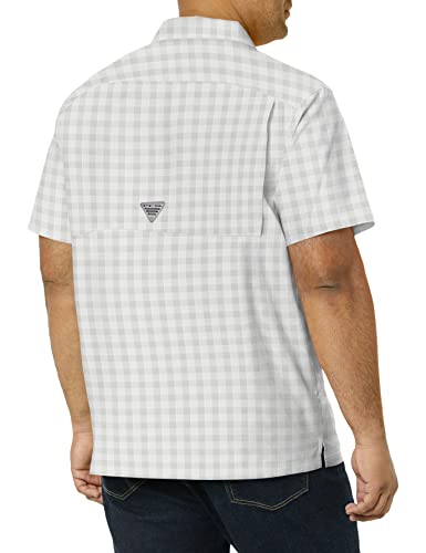Columbia Men's Super Slack Tide Shirt, Cool Grey Palaka Plaid, Lt #TOP1
