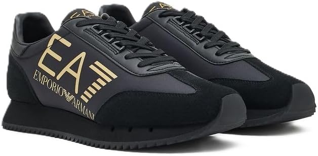 EA7 Men's Big Logo Trainers, Black/Gold