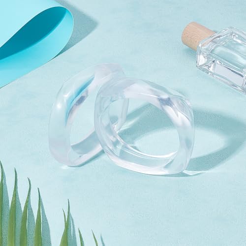 UNICRAFTALE 2Pcs 6.8cm Acrylic Bangle Transparent Retro Wide Geometric Bracelet Clear Fashion Wrap Bracelet Colorful Irregular Wrists Bracelets Transparent Bracelets Resin Gift Jewelry for Women by UNICRAFTALE - Image 2