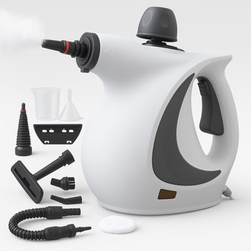 AMHUB Premium Handheld Steam Cleaner – Multi-Purpose High-Pressure Steam Cleaner for Home, Kitchen, Grout & Car Detailing, 9 Pcs Accessories, Fast Heat Up | Large Capacity Steamer for Cleaning