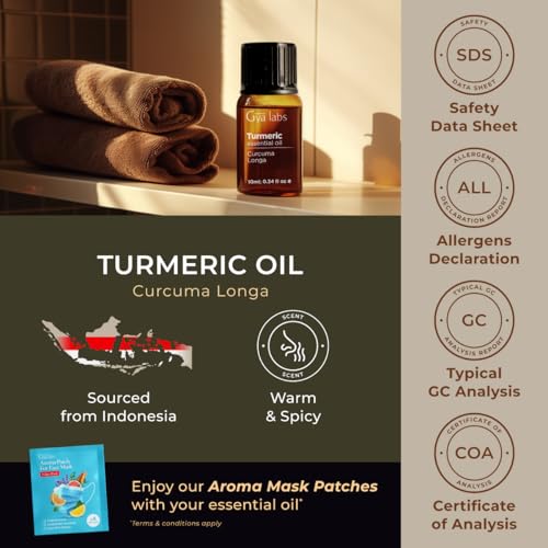 Image of 100% Pure Turmeric Essential Oil - 0.34 Fl Oz - Turmeric Oil for Hair, Skin, Diffuser, Aromatherapy & DIY Candle Making Scent