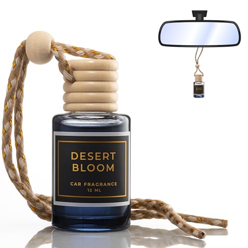 Image of Car Hanging Diffuser - Long Lasting Car Freshener - Japanese Squash Scent - Lasts up to 60 days (Desert Bloom), Black, Gold