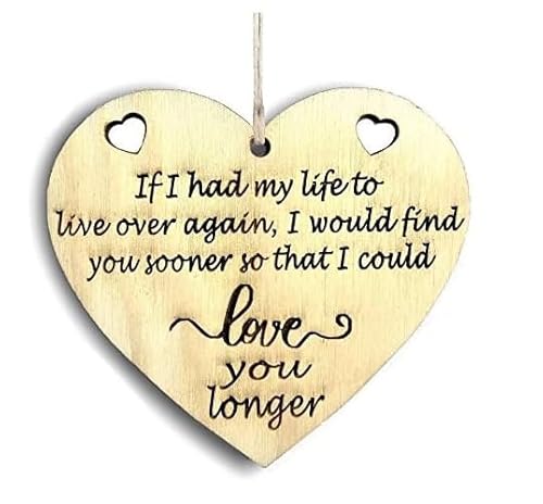 Generic Love Wooden Heart Plaque Gift for Him Gift for Her Hanging Heart Wooden Sign I Love You Quote Gift for Someone Special
