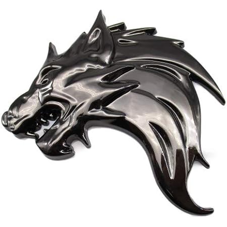 Amazon オオカミ 狼 ウルフ 車 3d エンブレム ステッカー 金属製 左 右 簡単 貼り付け 両面 テープ 付き ガンメタル 左向き カーアクセサリ 車 バイク