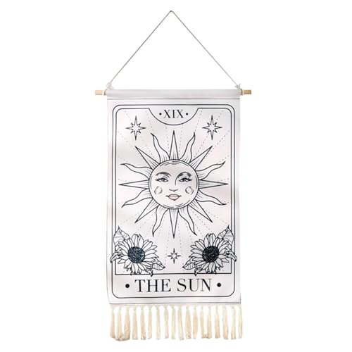 Tapiz de sol y luna bohemio shjxi para decoración vertical de tela suave en dormitorios
