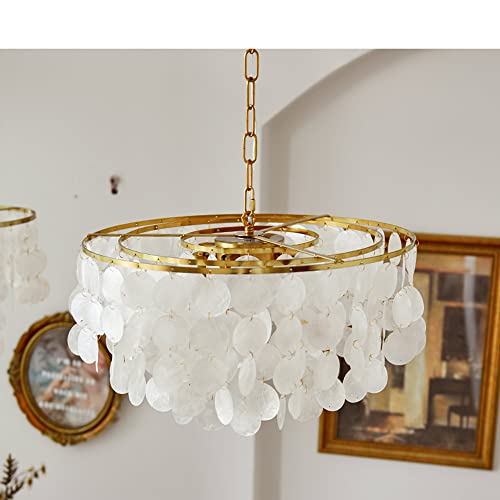 Omoons Chandelier Natural Seashell Crystal Chandelier,Modern Chandelier For Dining Room, Rustic Hanging Ceiling Lighting Fixture For Foyer, Bedroom, Living Room, Entryway, Kitchen Island，Height Adjus/ #TOP4