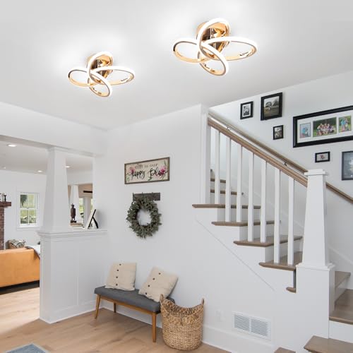 Image of CANEOE Modern Hallway Light Fixtures, 6000K Modern Led Ceiling Light for Hallway, Small Close to Ceiling Lamp for Hallway Corridor Closet Bedroom Bathroom Kitchen Stair Curved Design Ceiling Lights