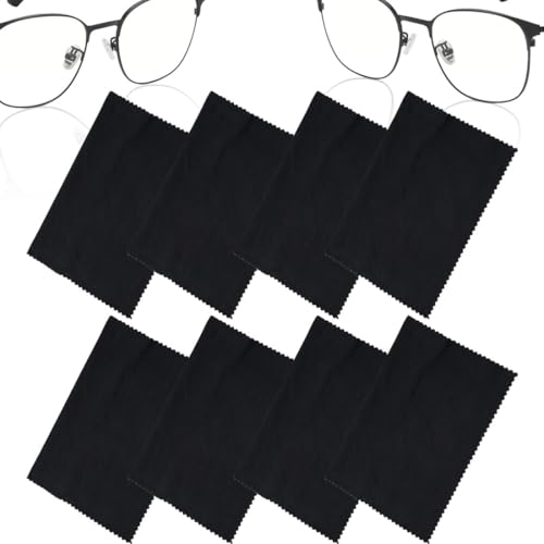 JEYORZY Paños de Microfibra, Paquete de 8, Gafas Paño de Limpieza, Paños Lavables Para Limpiar Gafas, Paños de Microfibra Para Limpiar Pantallas, Lentes,Cámaras, Teléfonos Móviles (Negro)