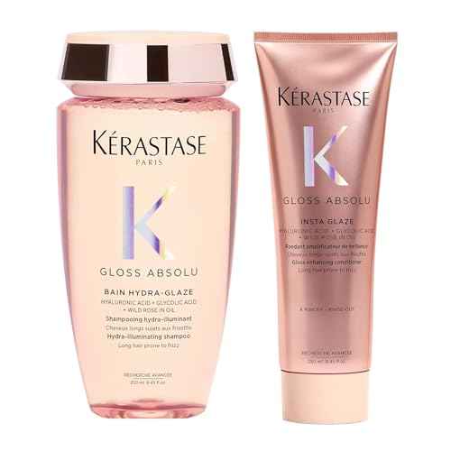 Kerastase Gloss Absolu High-Shine Anti-Frizz Shampoo and Conditioner Set - Deeply Hydrates & Detangles, Instantly Softens, For Glossy & Bouncy Hair