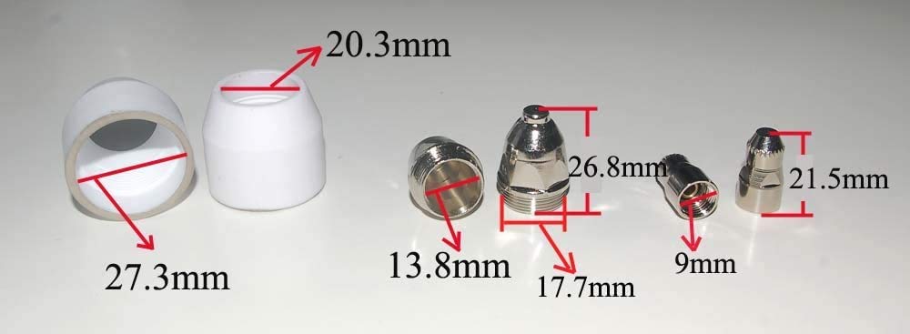 RIVERWELD Elektrody plazmowe P-80 z drutem Hafnium i Dysze z plazmą końcówki dysz 1,5 mm Elektrody 100A Zestaw do eksploatacji Tarczyka