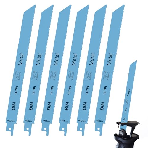 5PCS Metal Reciprocating Saw Blades 14TPI 230mm Heavy Metal Cutting Reciprocating Saw Bi-Metall Cobalt Reciprocating Sabre Saw Blade for Pipe Sheet Rebar Bi-Meta l Sabre Saw for Bosch Dewalt Ryobi