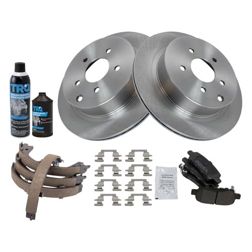Image of TRQ Rear Brake Pad & Rotor Kit Semi-Metallic Compatible with 2006-2008 INFINITI FX35 FX45 2018-2019 Q50 Q60 2003-2007 Nissan Murano 2004-2007 Quest