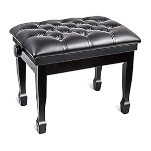 XIXIDIAN Piano-bank,verstelbare duet piano-bank met opslag zwarte kunstleer piano kruk luxe gevoerde stoel (Color…