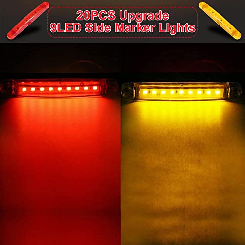Makuang 20Pcs Side Marker Lights Red 12-24V 9Led 3.9'' Front Rear Led Marker Indicator Lights For Truck Rv Lorries Bus Caravan Vans #TOP3