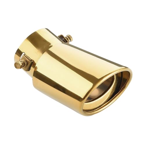 tpnidaii 車外用品 下向き式 マフラーカッター 排気管 エキゾーストチップ マフラー パイプ テールパイプ径38-53mm適応 口径2.5インチ 斜めカット 外装 パーツ ドレスアップ カスタム ステンレス製 (金色)