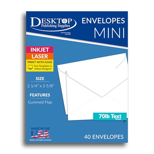 Mini White Envelopes - 2 1/4" x 3 5/8" - For Florist Cards, Gift Cards, Business Cards, Enclosure Cards (40 Pack)