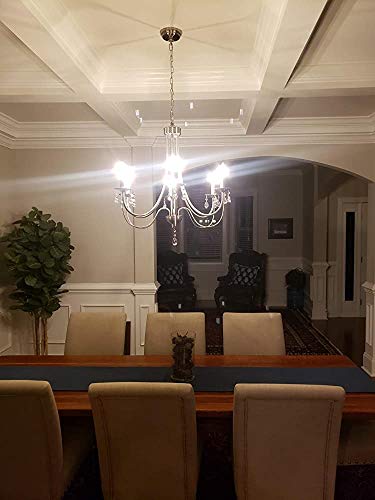 Lucidce Brushed Nickel Chandeliers 6 Lights Crystal Chandelier Modern Candle Pendant Light Fixtures Elegant Ceiling Hanging Lights For Dining Room Living Room #TOP1