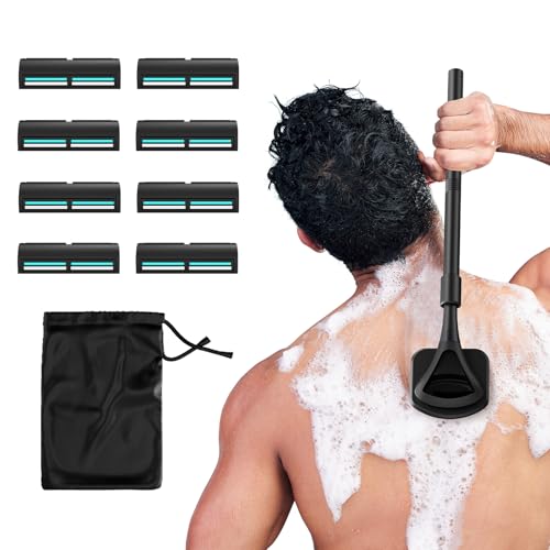 Image of ZOMU Back Shavers for Men Long Handle，Multifunctional Self-Service Electric Back Hair Razor with Adjustable Handle，Men's Back Shaver wiht Nose Hair Trimmer Set,Gray