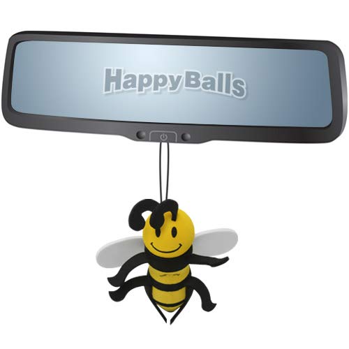 HappyBalls Happy Bee Car Antenna Topper/Mirror Dangler/Desktop Spring Stand Bobble (Fits Thick Fat Style Antenna)