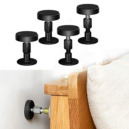 Krisler Anti-Shake-Werkzeug für Bettrahmen mit Gewinde, verstellbar, Kopfteilstopfen, Anti-Shake-Werkzeug für Betten, Schränke, Sofas, 4 Stück, 30-68 mm (Schwarz)