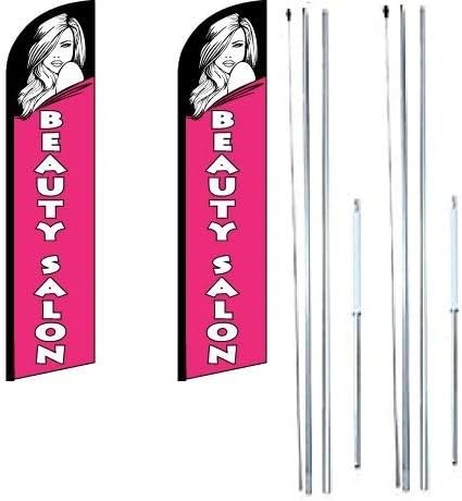 OnPoint Wares Beauty Salon King Flag Sign With Complete Hybrid Pole set - Pack of 2-(FI)
