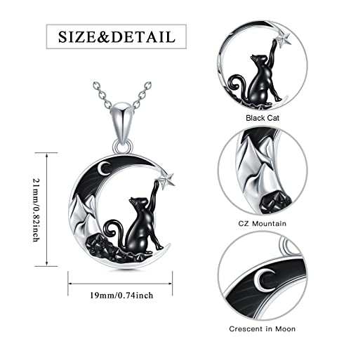 Gothic Jewelry Bat/Cat/Wolf/Dragon/Owl/Fox/Spider/Sun Pendant Sterling Silver Crescent Moon Necklace for Women Girls Black Jewelry Gifts2