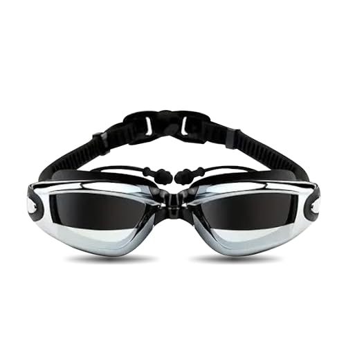 Gafas de Natación Con Tapones y Protección UV - Anti Fog y Antivaho - Para Hombre y Mujer - Color Negro