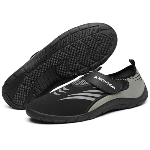 Mishansha unisex badskor, snabbtorkande vattenskor, halkfria utomhus, barfotaskor, storlek 36–46, Platinagrå, 41 EU