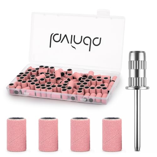 Lavinda 180 Fine Grit Nail Sanding Bands Drill Bits Nail Tech, 100 Piece Sanding Bands for Nail Drill for for Nail Prep, Acrylic Filing, Smoothing, Manicure & Pedicure