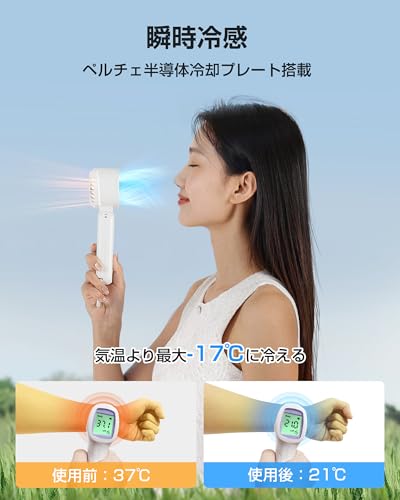 【超高速暴風・瞬時冷感】YUSIDO ハンディファン 冷却プレート付き 6000mAh大容量 携帯扇風機 瞬間冷却 強力 長時間使用 手持ち/首掛け/卓上扇風機 5段階風量調節 USB充電式 小型扇風機 ミニファン カラビナ付き コンパクト 熱中症対策 暑さ対策 アウトドア向け（ライトブルー）