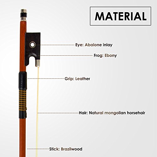 Image of Kmise Violin Bow 4 /4, Lightweight Fiddle Octagonal Brazil Wood Stick, Ultra-Stretchy Horsehair, Anti-Distortion Ebony Frog Bows for Beginner Practice