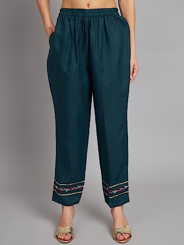 Image of VredeVogel Women's Cotton Blend Kurta Pant Set with Chanderi Silk Dupatta