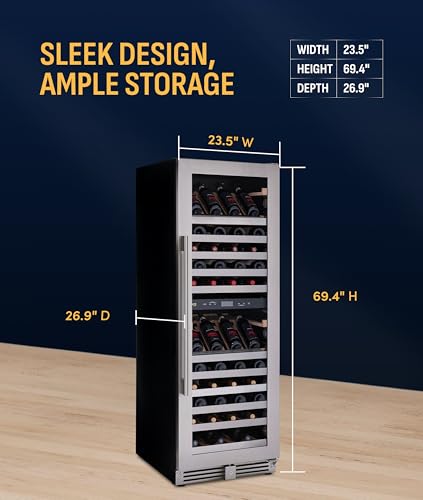 Image of NewAir ESTATE Wine Fridge Dual Zone 160 Bottle Capacity, Premium 24 inch Refrigerator with Display Shelves for Wines, Professional Built-in /Freestanding Wine Cellars in Seamless Stainless Steel