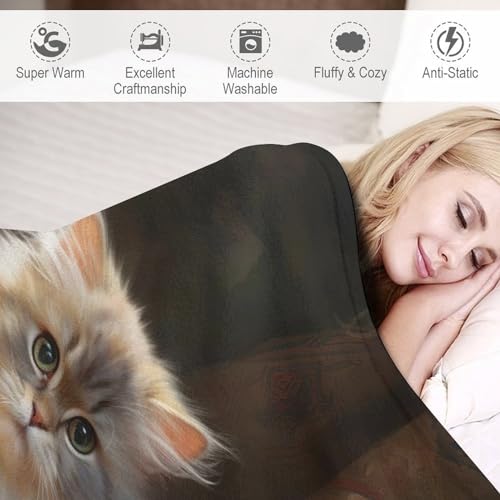 Couverture de lit flannel chat rides résistantes plaid canapé durable - 4