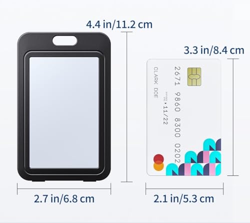 Dual Sided Window Vertical Hard Plastic Case Black Card Protective Pouch for Office School ID Credit Cards Proximity Key Cards Driver's License and Passes, 1 Pack3