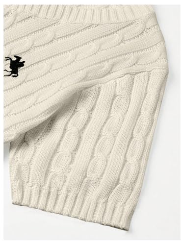 Women's Short Sleeve Embroidery Sweaters V Neck Cable Knit Pullover Tops Old Money Clothes4