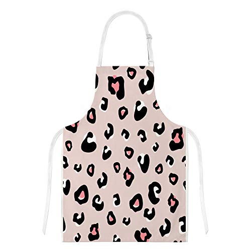 Tablier de cuisine réglable avec gant et manique léopard