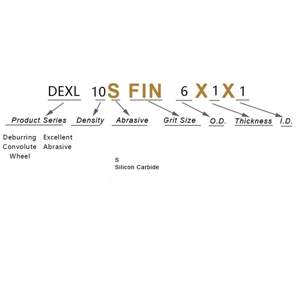 Meule d'ébavurage EXL 10S FIN 6 x 1 x 1 pouce à profil convoluté, outil de polissage et de lustrage des métaux, 1 pièce