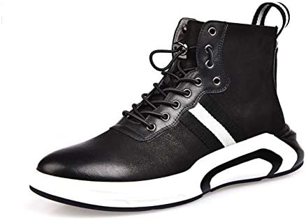 Amazon Co Jp メンズスニーカー 秋冬ウォームランニングシューズ快適なファッション男性アウトドアスポーツシューズワイルドハイトップレザーシューズ 色 ブラック サイズ 38 ファッション