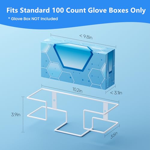 Image of THYGIFTREE Glove Box Holder Wall Mount, Metal Dispenser Rack for Standard 100 Count Disposable Nitrile, Latex & Vinyl Glove Boxes, for Kitchen, Bathroom, Garage, White