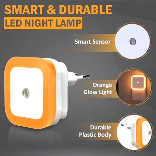 Image of GLUN Plug-in LED Night Light, Pack of 2 Warm Yellow Smooth Night Light with Smart Light Sensor, 0.5W Nightlight for Kids or Adults' Rooms