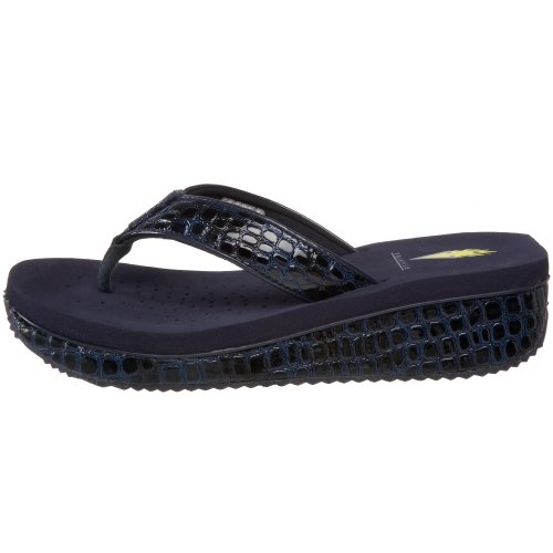 Volatile Women's Mini Croco Wedge Sandal, Navy, 7 B Us #TOP7