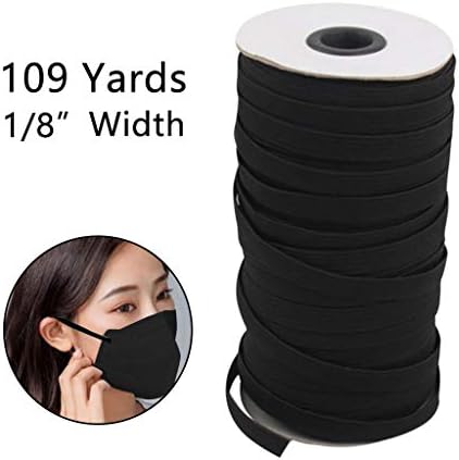 Holshop 1/8 inch Elastic Cord Heavy Stretch String Braided Elastic Band/Elastic Rope 109 Yard Sewing Elastic Spool for Jewellery Making, Beading (Black)